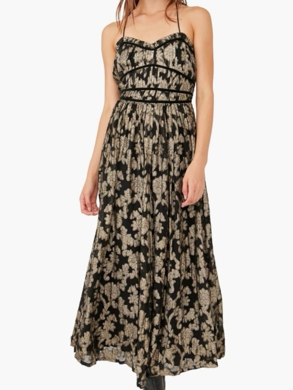Free People | NWT Charlie Bustier Black And Metallic Dress Size Small
